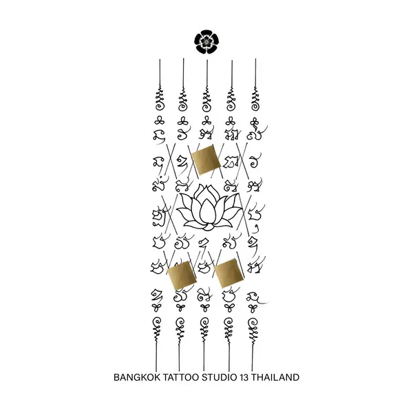 sak-yant-5-rows-lotus-diamond-tattoo-design