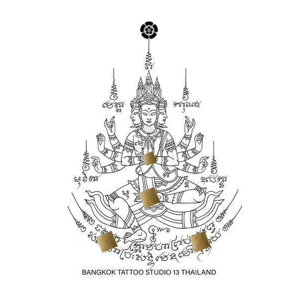 sak-yant-phra-phrom-3-faces-tattoo-design